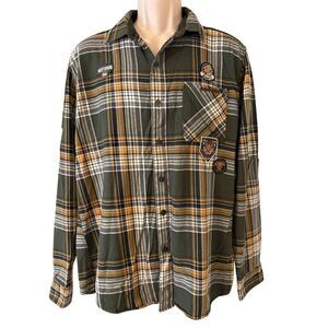 Born Fly Plaid Cotton Button Down Flannel Shirt Size X-Large